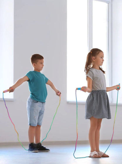 Jump Rope for Kids, Lorvain Adjustable Skipping Rope, Kids Jump Ropes with Wooden Handle for Girls Boys, Weighted Jumping Ropes for Fitness Workout Exercise Outdoor Fun Activity