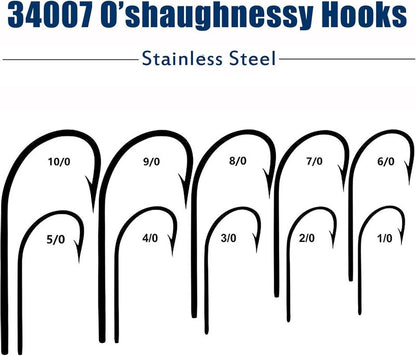 Saltwater Fishing J Hooks - O'Shaughnessy Forged Stainless Steel for Trolling | Size 1/0-10/0