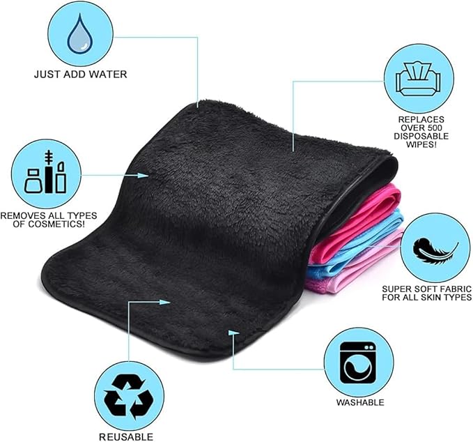 UWEME Makeup Remover Cloths 4 Count: Microfiber Reusable Fast Drying Washcloth