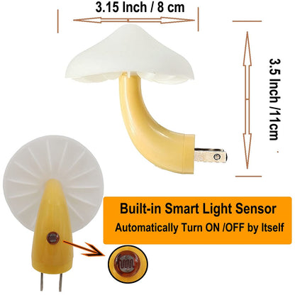 AUSAYE 4 Pack Mushroom Night Light Plug in Sensor Light, Color Changing Lamp LED Nightlights for Kids, Adults, Bedroom, Bathroom,Hallway, Stairs, Kitchen
