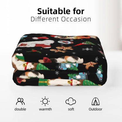 Christmas Cats Fuzzy Fleece Blanket, Soft Cozy Throw Blankets for Couch, Bed, Sofa, for Boys Girls Kids, Cat Lovers 50"x40"