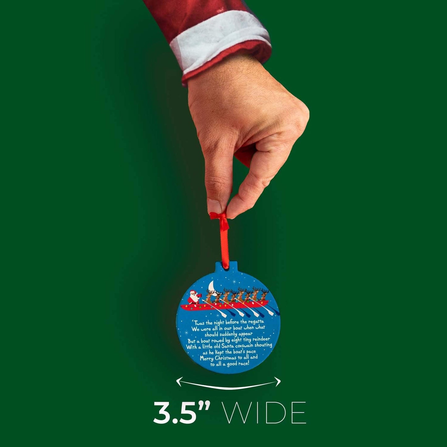 ChalkTalkSPORTS Crew Round Ceramic Ornament | Reindeer and Santa 'TWAS The Night
