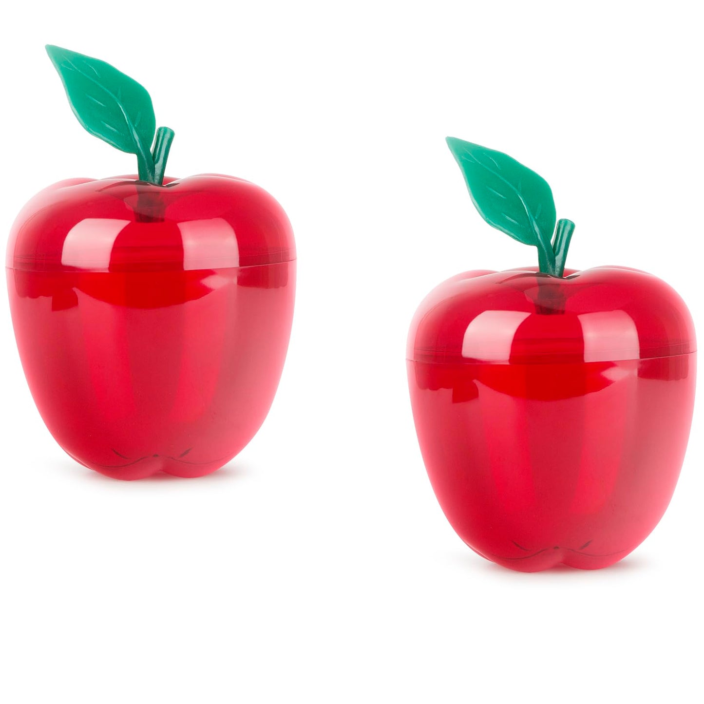 Heffiso Plastic Apple Jars, Apple Shaped Cookie Jars, 5.9x4.3 Inches, Festival Cookie Container Set for Christmas Decoration, Lovely Candy Jar (2 in Red)