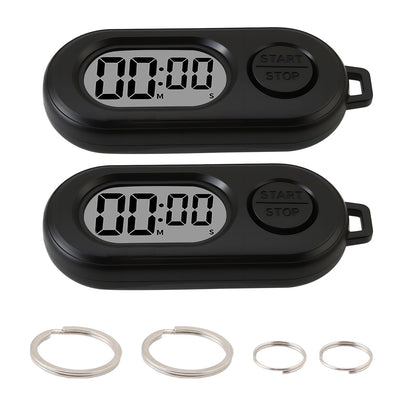 2 Pack Mini Digital Timer Keychain, Portable Countdown Timer and Stopwatch with LCD Display, Small Clip-On Pocket Timer for Cooking, Study, Workouts, Classroom and Daily Use