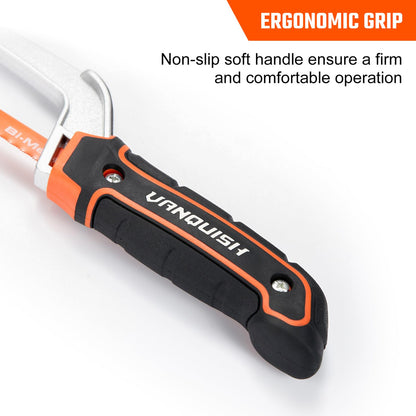 VANQUISH Aluminum Frame Mini Wood Hack Saw with 2 Piece Extra Flexible Bi-Metal HSS Blades Cutter Hand Hacksaw for Woodworking and Metal NW4851