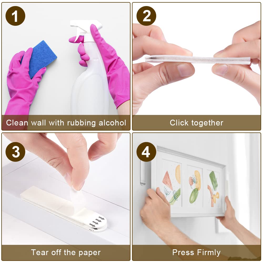 Picture Hanging Strips Heavy Duty, 32-Pairs(64 Pack) Large Adhesive Hook and Loop Mounting Tapes Damage Free No Nails Picture Hangers for Frame Hanging Poster Strips Christmas Decorations