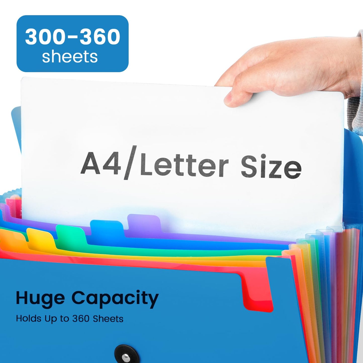 6 Pack Accordion File Organizer with Labels, 13 Pocket Expanding File Folder for Letter Size A4 Papers, Ideal for Home, Office Supplies, College Essentials