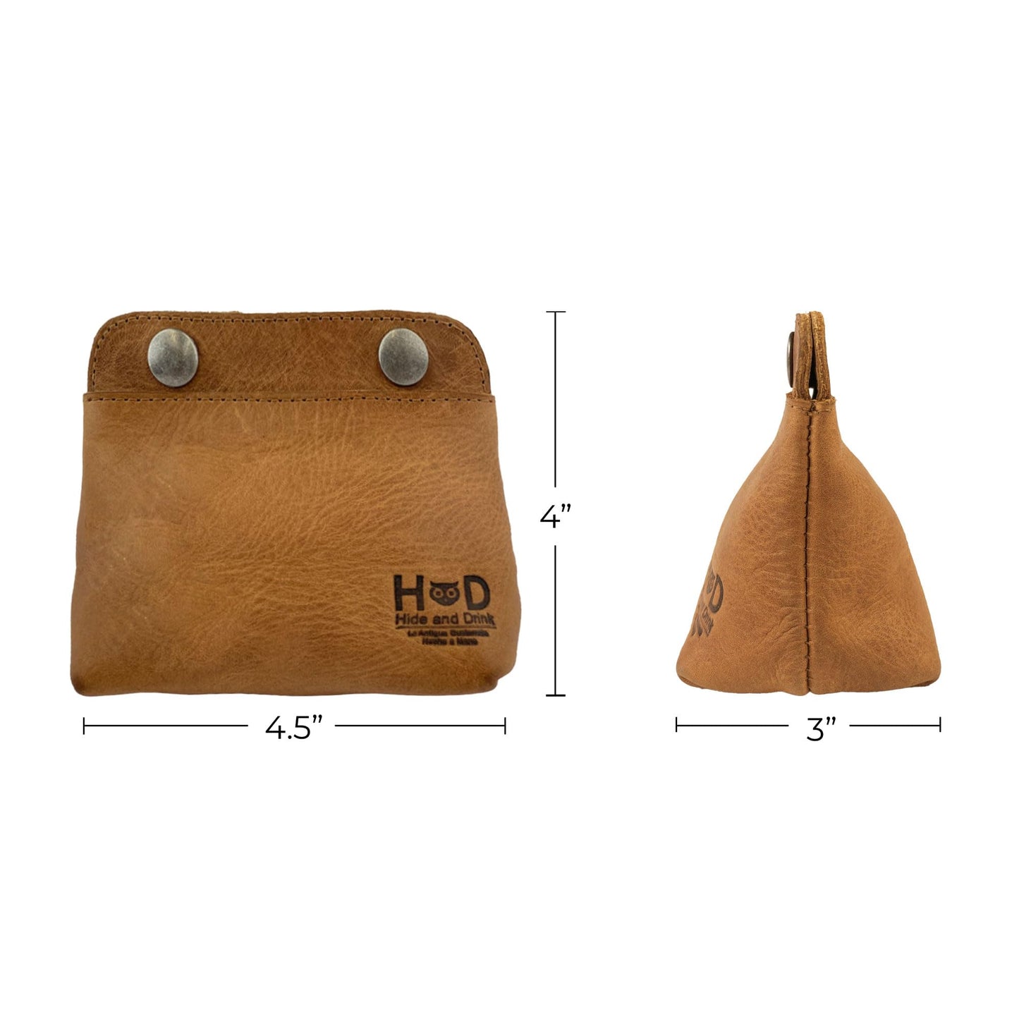 Hide & Drink, Leather Double Snap Pouch, Coin Purse, Cash & Card Holder, Cable Organizer, Makeup, Handmade Includes 101 Year Warranty (Single Malt Mahogany)