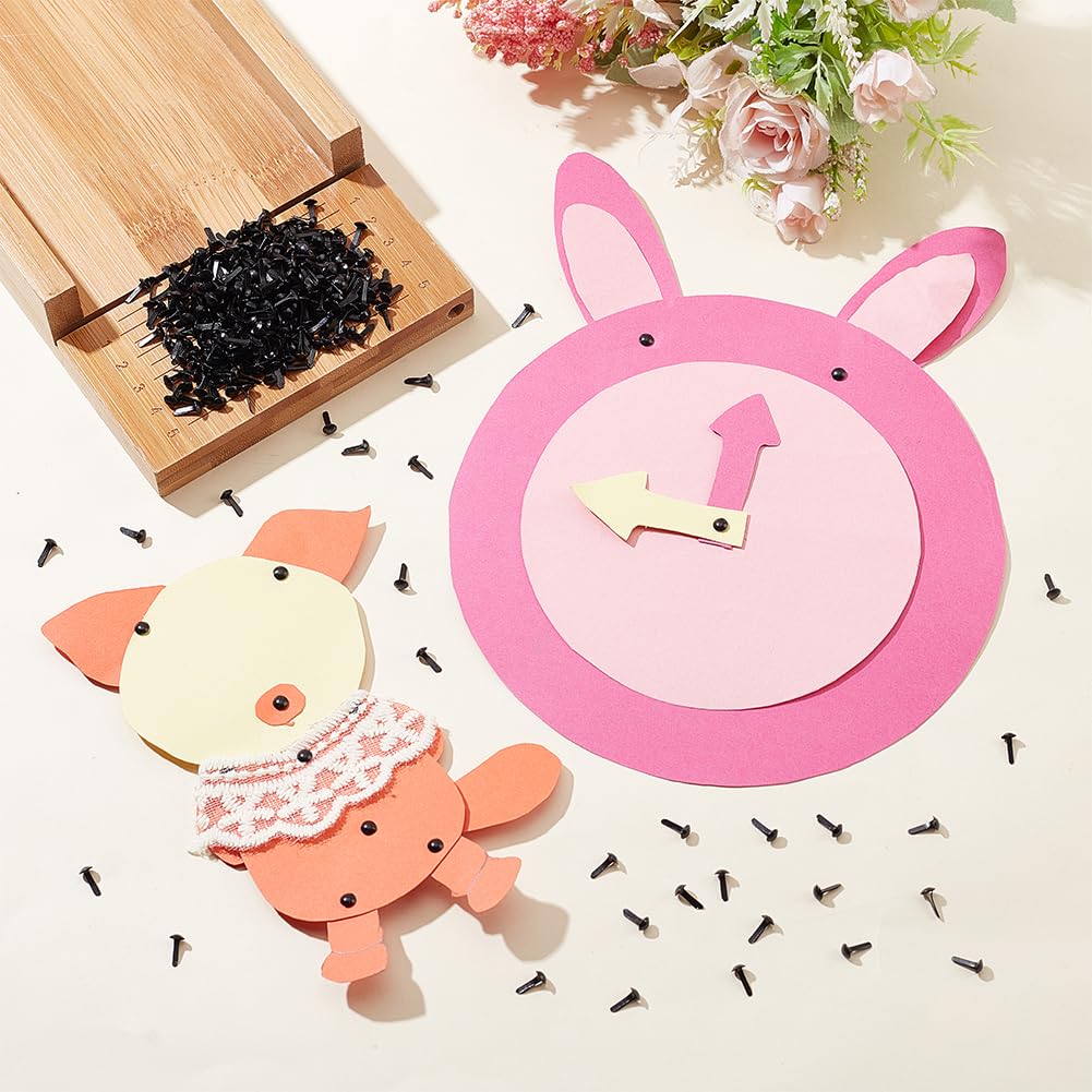 PH PandaHall 1000pcs Mini Brads Fasteners Black Metal Paper Fasteners Iron Scrapbooking Brads Pastel Brads for Paper Crafts School Project Decorative Scrapbooking DIY Supplies 4.5x8mm