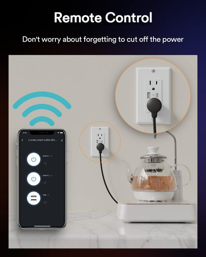 Lumary Smart USB Outlet with Type-C & USB-A Ports, WiFi in-Wall Outlet Compatible with Alexa & Google Home, Remote & Voice Control, Timer, FCC Certified, Tamper-Resistant, 4 Pack