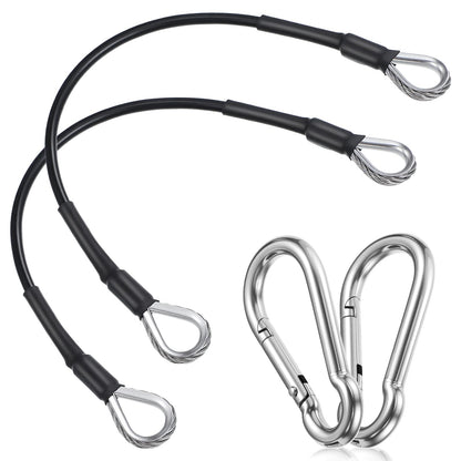 2PCS Gym Cable Extension, 0.2" Thick Pulley Cable Machine Attachment Fitness Extension Steel Wire Rope Replacement, Compatible with Home Gym for Lat/Tricep Pull Down, Leg Extensions Machine(10")