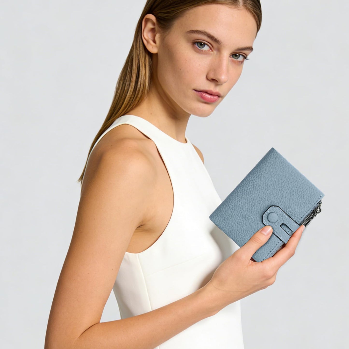 BVEOGMRO Small Wallet for Women Double Zipper Pockets Vegan Leather Wallets Bifold Ladies Card Holder