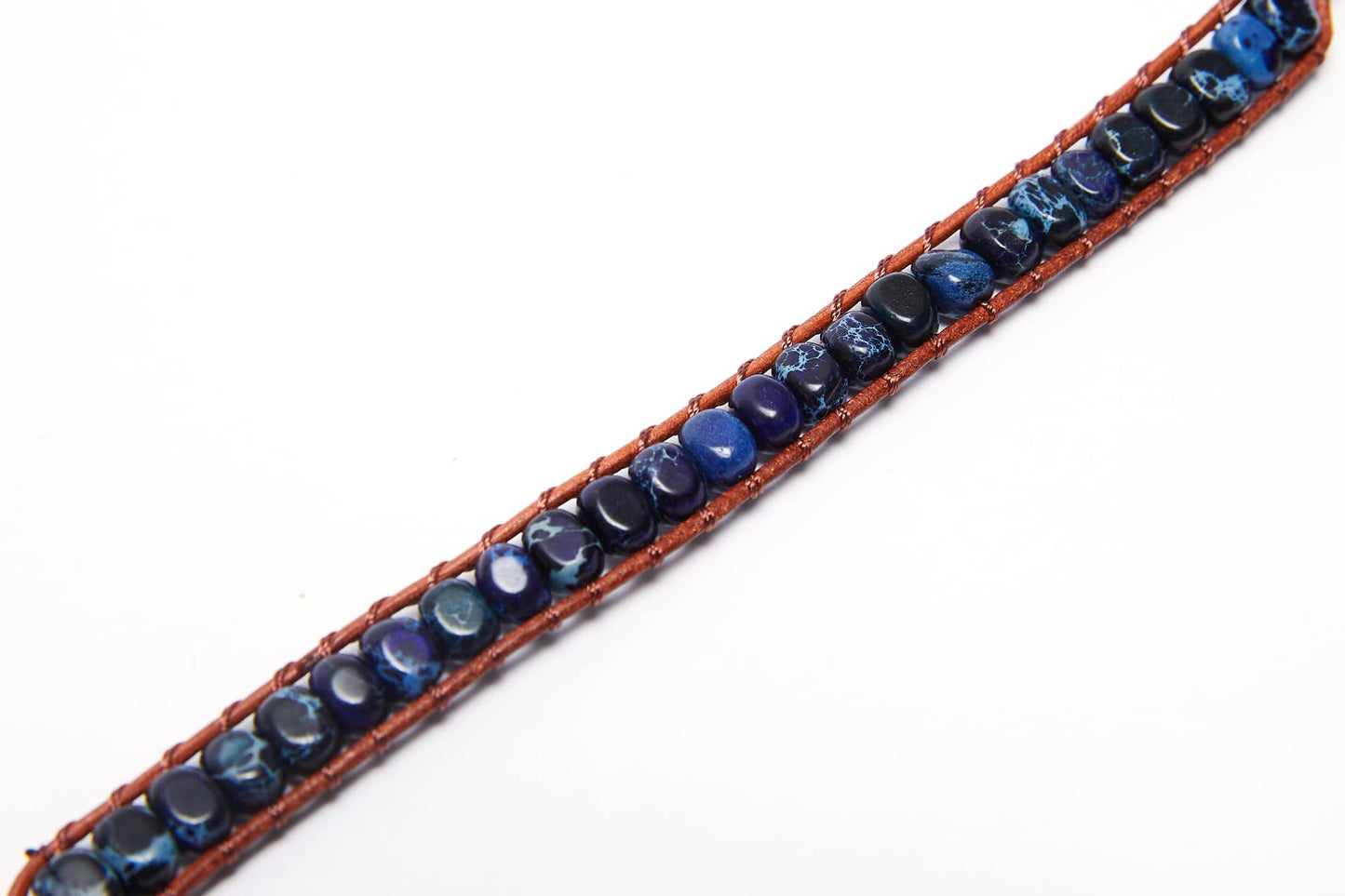 ZOSOJONA 7 Chakra Bracelet Bohemian Handmade Leather Wrap Healing Protection Natural Stone Yoga Beaded Bracelets Boho Friendship Jewelry (Navy Blue Turquoise)