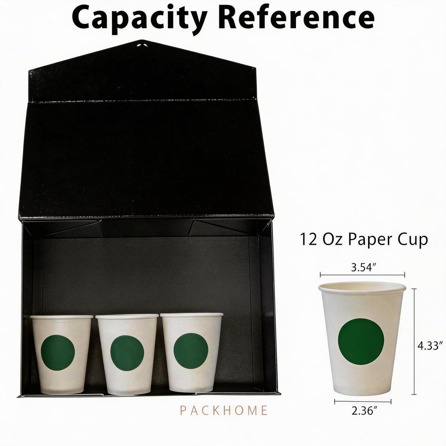 PACKHOME 6 Large Gift Boxes with Lids 13.5x9x4.1 Inches, Sturdy Collapsible Gift Boxes with Magnetic Closure (Glossy Black, Grass Texture)