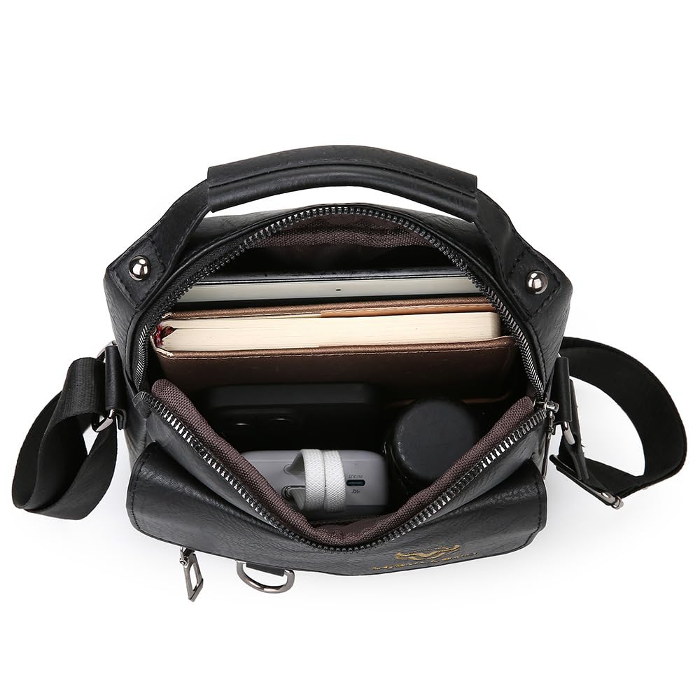 LEBULLBRO Shoulder Bag for Men Crossbody Bags Leather Sling Bag Messenger Bags with Multiple Pockets Business Outdoor