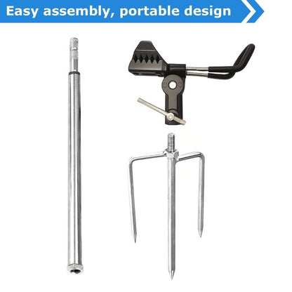 Aijmguo 2Pack Fishing Rod Holder for Ground, 360 Degree Adjustable Bank Fishing Pole Holders, Multifunctional Stainless Steel Beach Fishing Rod Stand Easy Set Up Rustproof(Gift for Men)