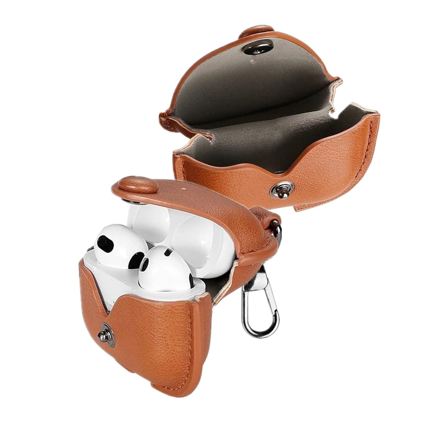 YQGFashbf for Airpods 4 Case Leather with Keychain, Stylish Retro Leather Wireless Charging Protective Headphone Case Cover for Apple Airpods 4th Generation 2024 Front LED Visible (Brown)