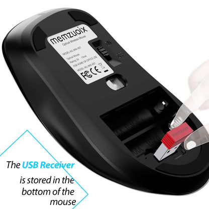 memzuoix 2.4G Wireless Mouse, 1400 DPI Mobile Optical Cordless Mouse with USB Receiver, Portable Computer Mice for Laptop, PC, Desktop, MacBook, 5 Buttons, Red