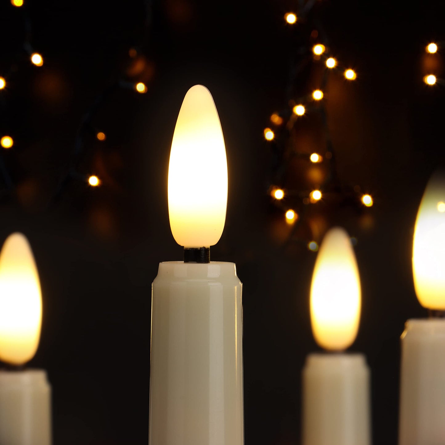 FREEPOWER 9 PCS Flameless Taper Candles Battery Operated, Realistic Flickering Window Candles with Daily Timer, Remote & Suction Cups Included,for Christmas Home Wedding Decor (Ivory)