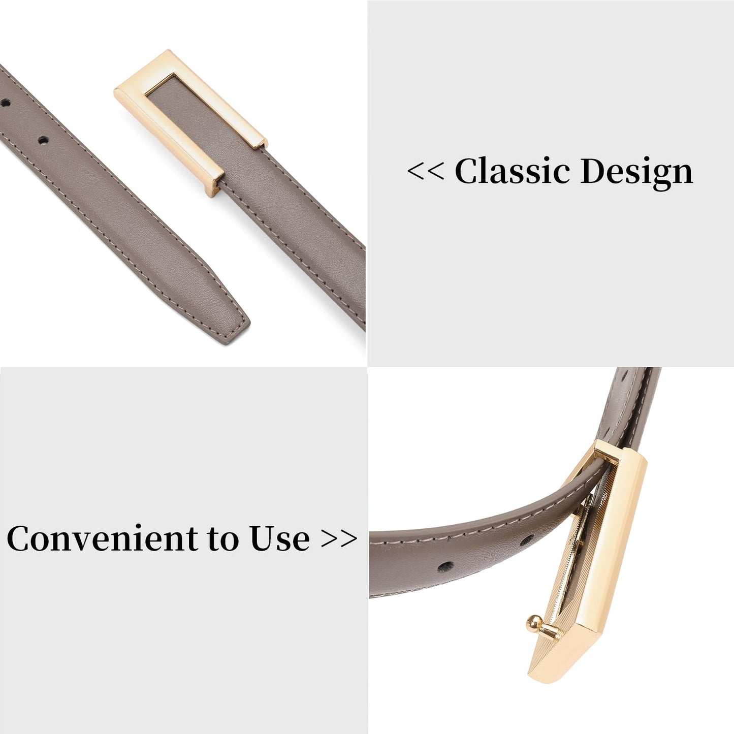 XILTAEN Women's Genuine Leather Belt for Jeans Dresses Pants Waist Belt for Ladies with Fashion Gold Buckle