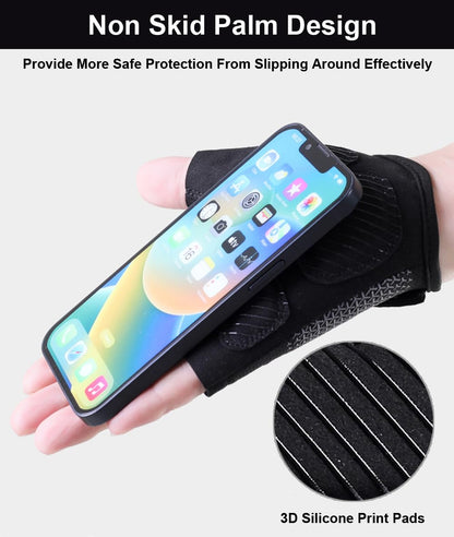SUJAYU Fingerless Workout Gloves for Men Women Bike Gloves for Men Cycling Bicycle Accessories, Guantes para Bicicleta Hombre Guantes Ciclismo Hombre (Black, Medium)