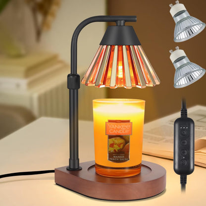 Dimmer Candle Warmer Lamp with Timer Adjustable Height Electric Wax Warmer for Jar Candles Home Offices Decor Birthday for Women Mom Grandma (Gold-Yellow)
