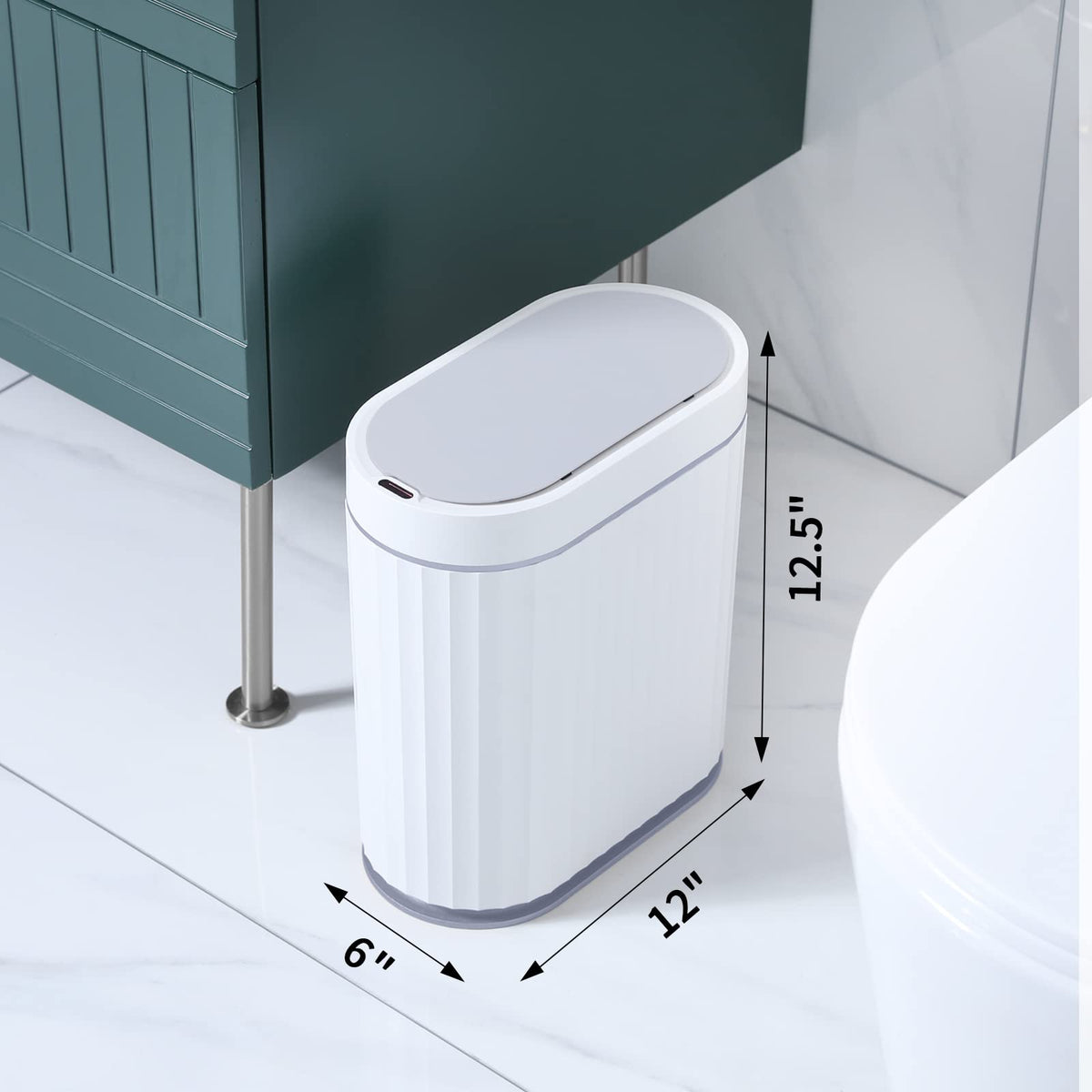 ELPHECO Bathroom Motion Sensor Trash can 2 Gallon Automatic Garbage Can, 10 L Slim Plastic Smart Trash Can with Lid, Waterproof Intelligent Trash Bin for Bedroom, Bathroom, Kitchen, Office, Grey
