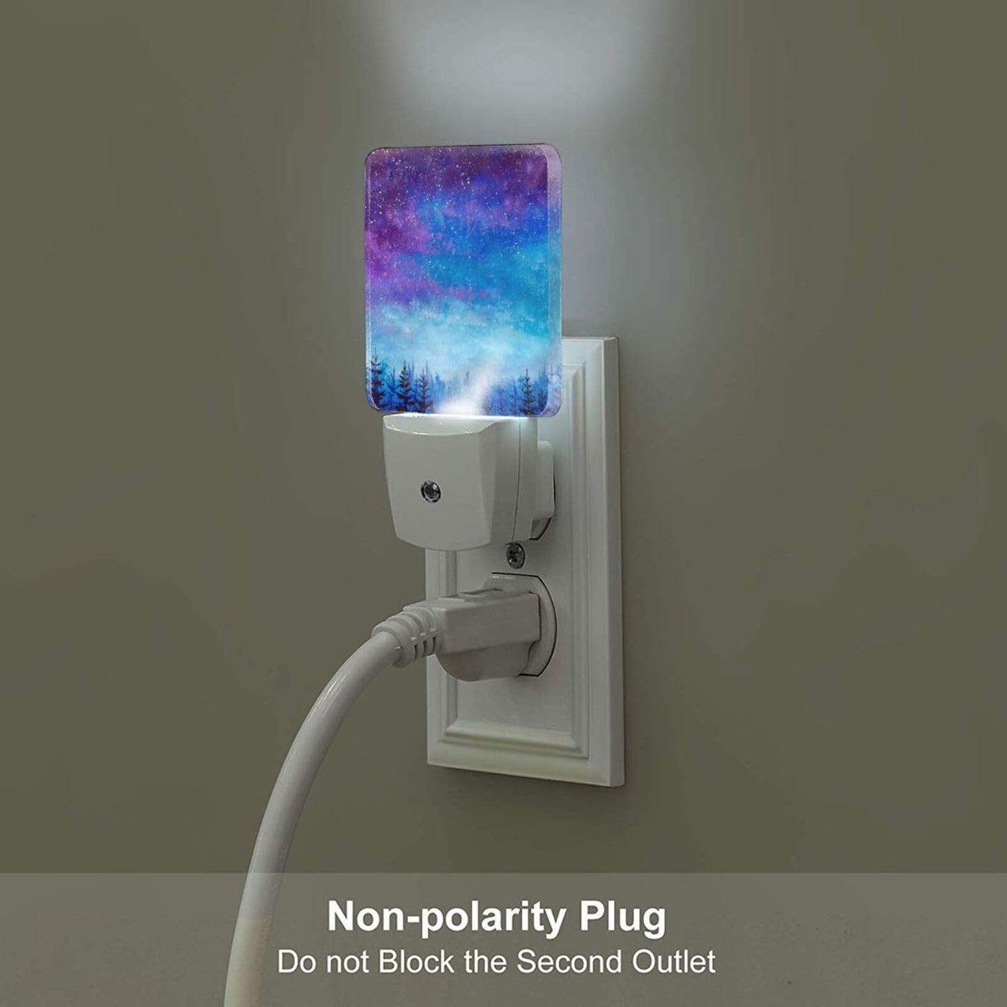 FSHVQKD Starry Sky Forest Night Light,Plug Into Wall Decor for Stairway,Hallway,Kitchen,Dusk to Dawn Sensor Nightlights for Boys/Girls/Women/Men Room Gifts