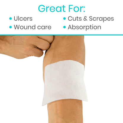 Vive Care 4x4 Sterile Gauze Pads (100pc) - Individually Wrapped 2-Pack Wound Dressing for Cleaning & Cushioning - Non-Adhesive Highly Absorbent Bandages