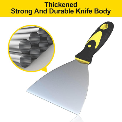 5-Piece Putty Knife Set, 1–5 Inch Scraper and Spackle Knives, Durable Paint Scrapers for Drywall Repair, Wallpaper Removal, Mud and Plaster Scraping