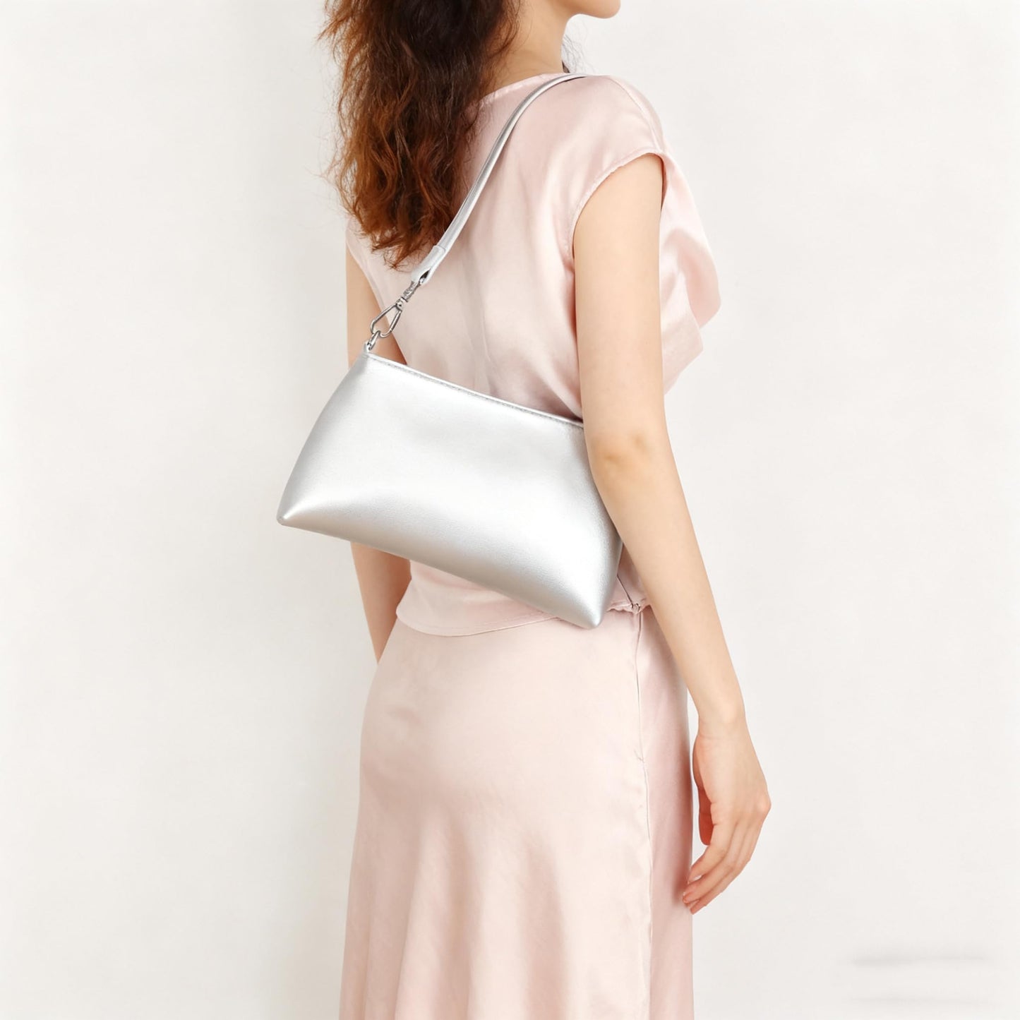 Valleycomfy Women Clutch Purses Ladies Pu Leather Evening Bag Shoulder Bag Handbag for Party/Wedding/Cocktail/Prom/Club, Silver