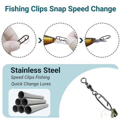 AMYSPORTS Heavy Strength Fishing Snap Stainless Saltwater Freshwater Fishing Swivel Clip Rolling Barrel Fishing Clips Swivels Speed Change Black Nickel, 50pcs, 70lb
