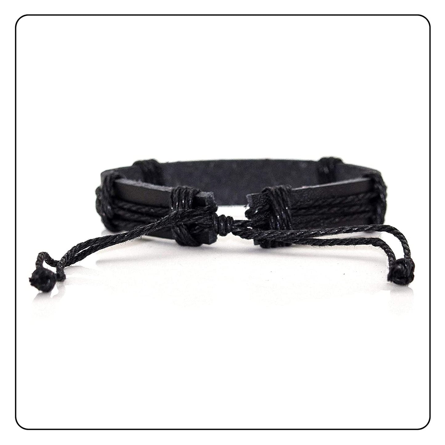 Fusamk Fashion Cross Tag Bangle Adjustable Leather Cuff Wristband Drawstring Rope Bracelet(Brown)
