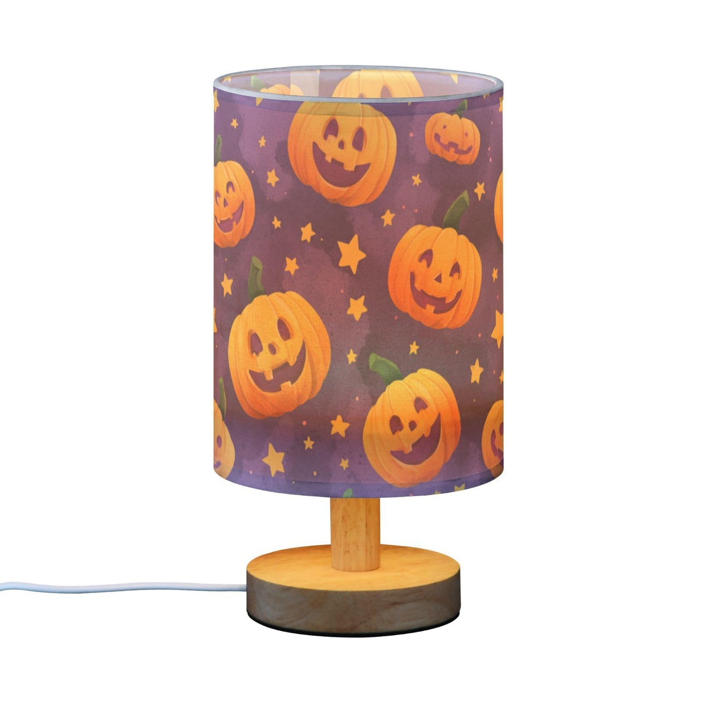 Dussdil Halloween Evil Pumpkins Table Lamp Bedroom Bedside Night Reading Desk Lamps Cylinder Nightstand Sleeping Light Lamp for Kids Living Room Office Decor