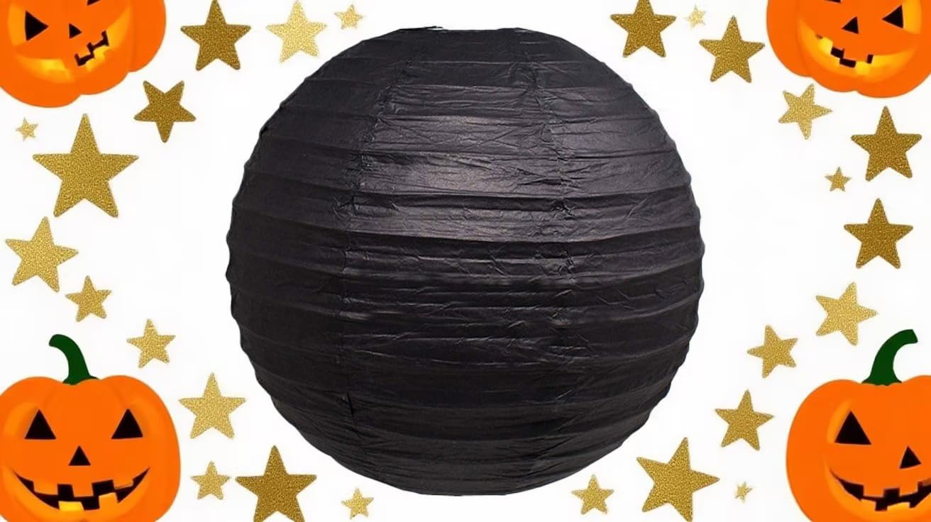 25 Pack Paper Lanterns, Sizes of 4", 6", 8", 10", 12", Hanging Lanterns Decorations Ball Lanterns for Home Decoration, Birthday Party and Wedding Decorations (Black)
