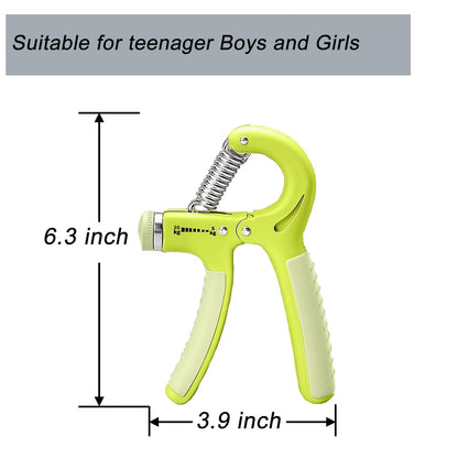 Strengthener Hand Grip 2 Pack Green Kid Boys Girls Teenager Strength Trainer Number Counter Forearm Finger Wrist Gripper Exerciser 5-30kg Adjustable Stretcher Squeezer Workout