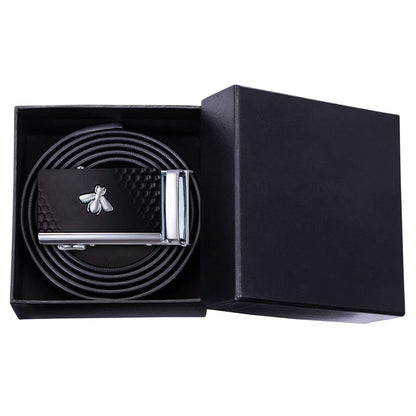 Barry.Wang Men's Ratchet Leather Belt 1 3/8" Adjustable Buckle Sliding Click Designer Casual Dress Golf Belts Fashion Valentine’s Day
