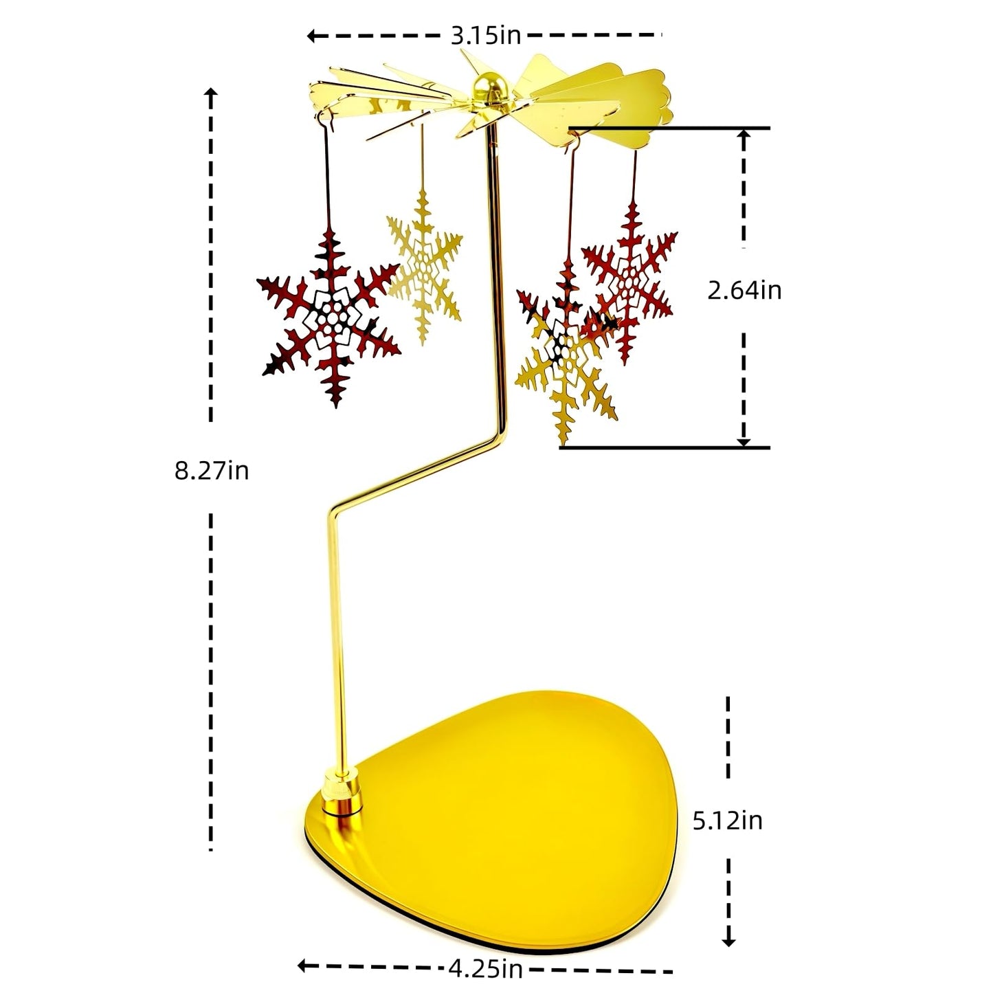 Spinning Candle Carousel Rotary Holder German Rotating Metal Tea Light Holder Chime Candle Spinner for Christmas Gold Snowflake Decor Gifts for Women Sister Mom Hostess Candlestick Table Centerpiece