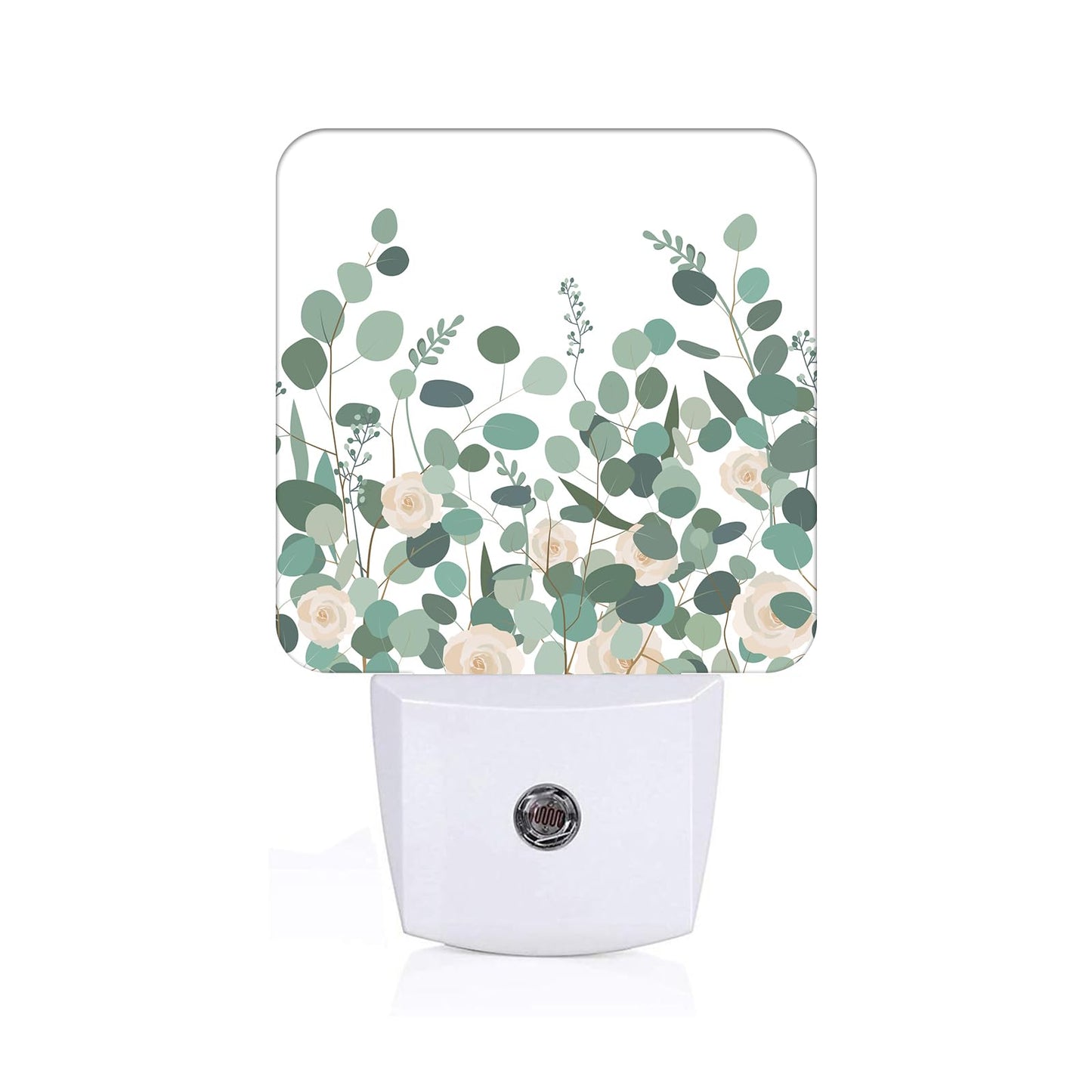 FSHVQKD Eucalyptus Branches and Roses Night Light,Plug-in Nightlights Auto Sensor Night Lamp Dusk to Dawn Lamp Home Decor for Nursery Children Girls Boys