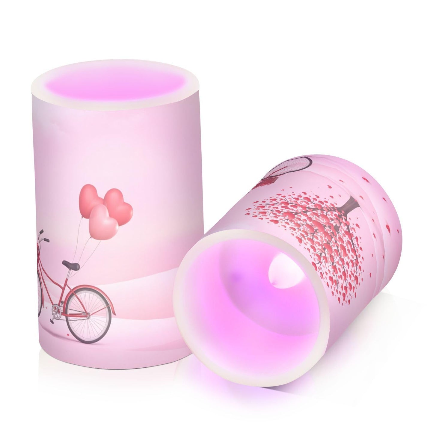 ALAZA Pink Heart Shaped Tree Flickering Flameless Candles Battery Operated with Remote Timer,Tea Light Candles LED Pillar Votive Candles Set of 2 for Outdoor Indoor Decorations