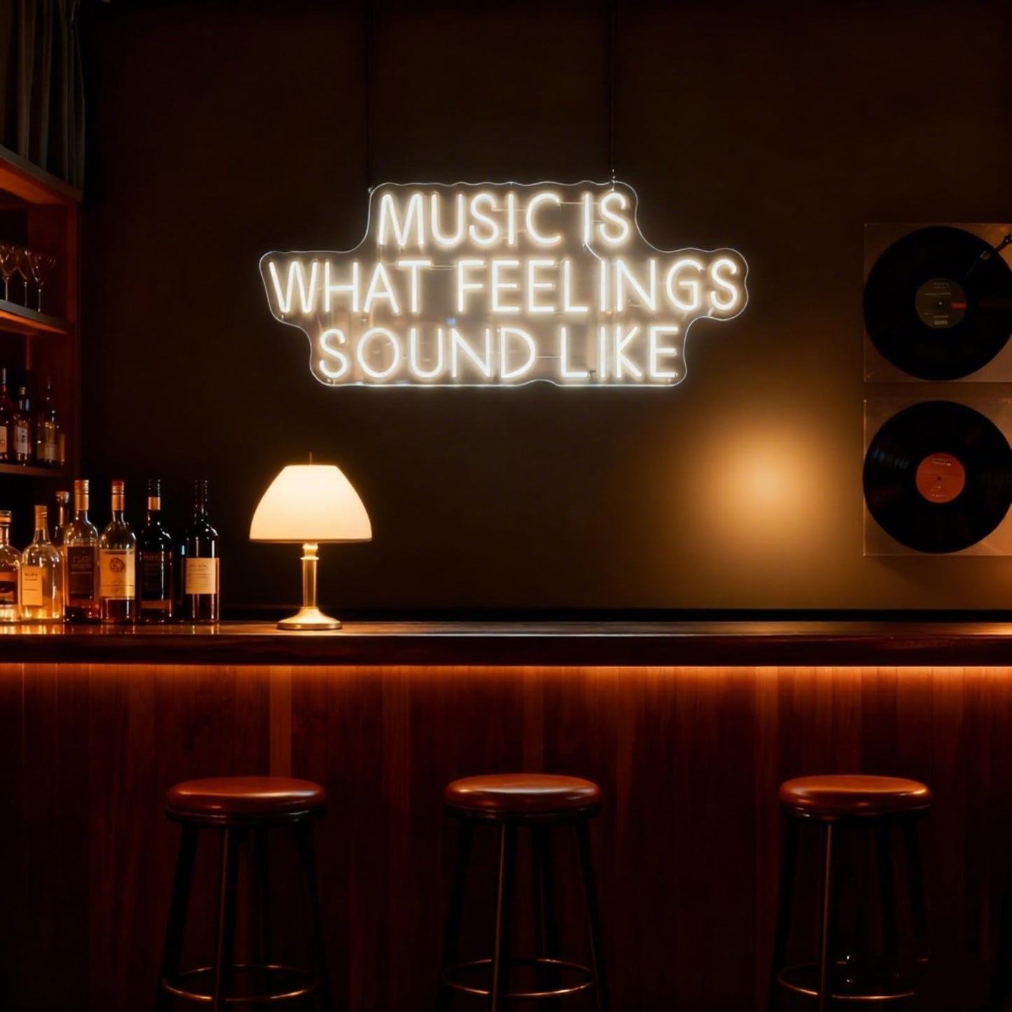 Music Is What Feelings Sound Like Neon Sign For Wall Decor Warm White Letter Neon Light Recording Studios Live Music Neon Light Sign LED Word Light for Studio Concert Bar Bedroom Decoration