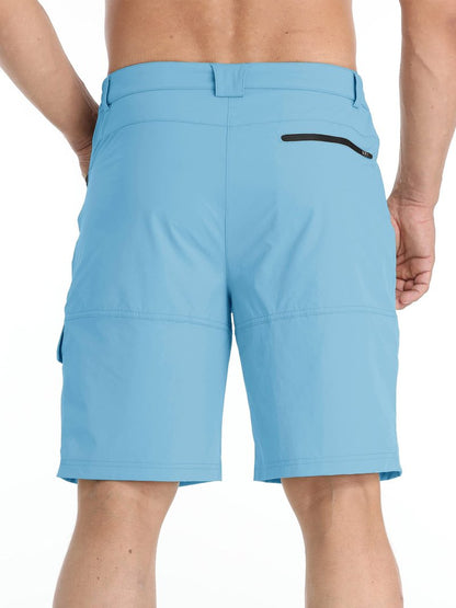 TACVASEN Mens 10" Hiking Shorts Golf Outdoor Lightweight Quick Dry Summer Casual Dress Fishing Shorts with Zipper Pockets Sky Blue 30