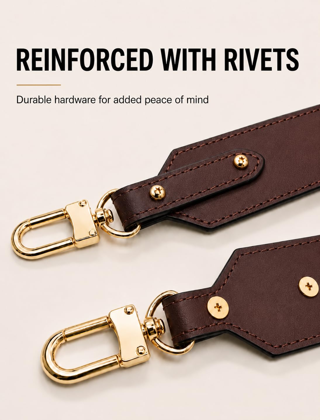 LOFZAR Wide Vachetta Leather Replacement Bag Strap, Fits Neverfull PM/MM/GM Graceful and More (25.5" L, Dark Brown)