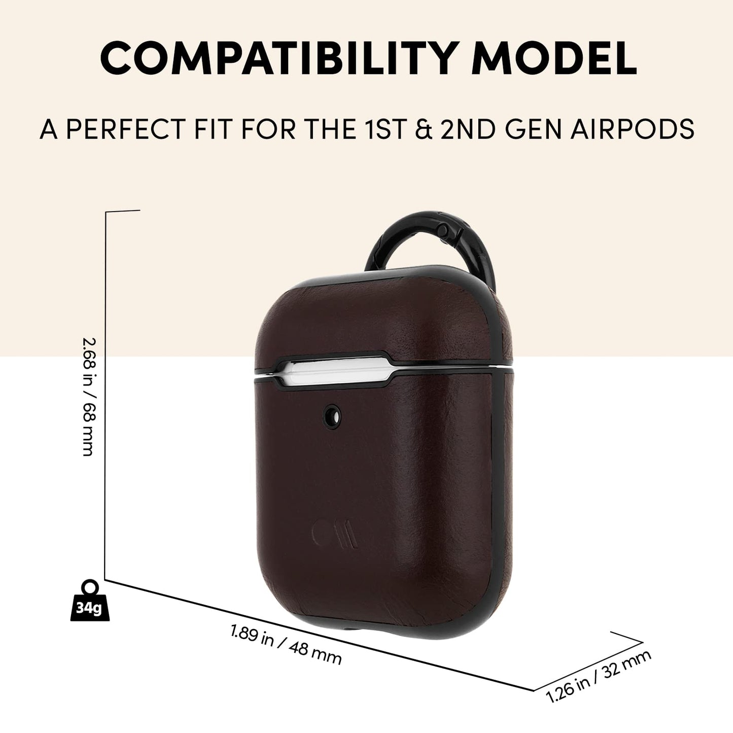 Case-Mate - Case for Airpods 1-2 - Leather - Compatible with Apple AirPods Series 1 and 2 - Black Leather