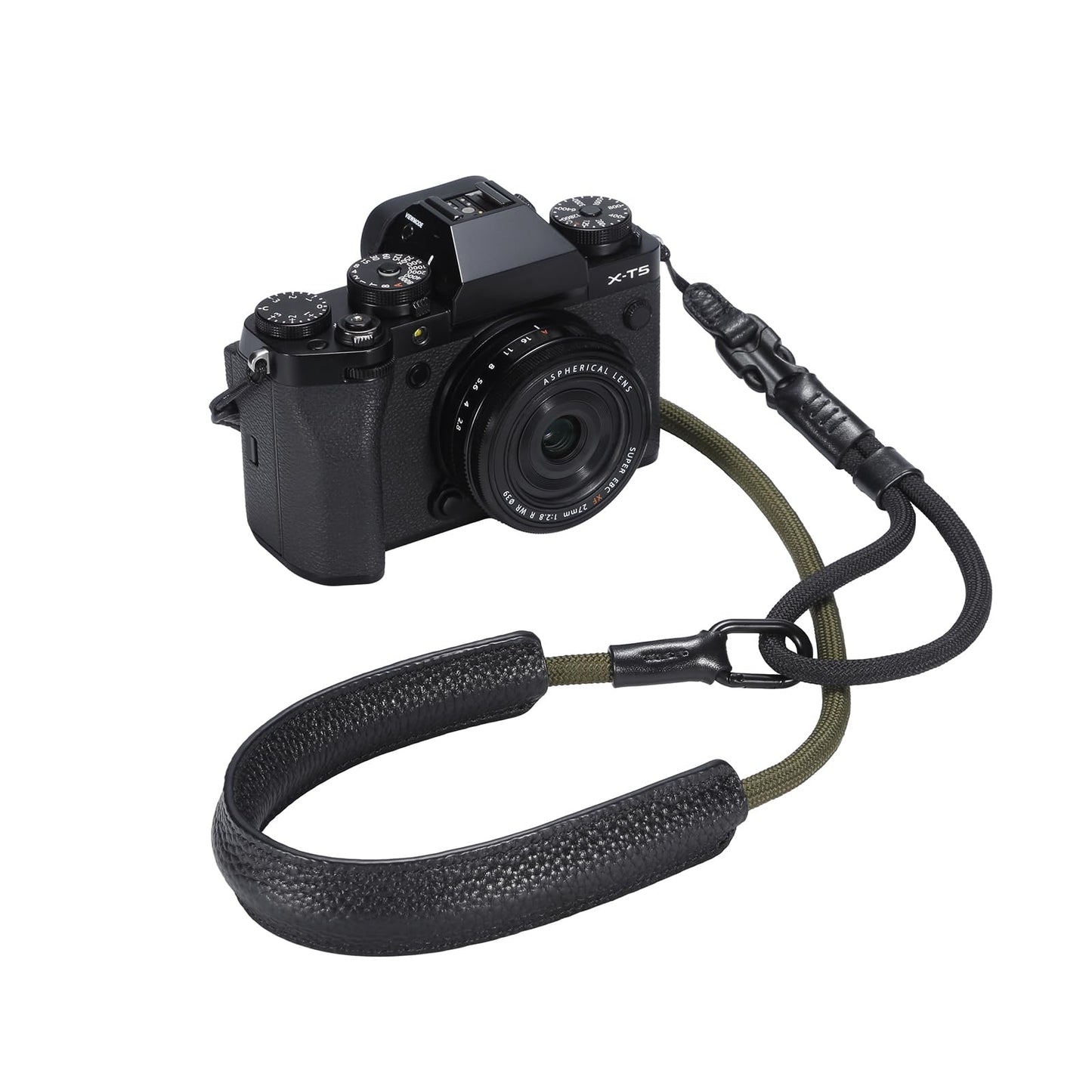 DBZZ Camera Leather Shoulder Neck Strap Wrist Dual-purpose with Quick Release Buckles For Fuji For Nikon For DSLR/SLR Cameras (green+black)
