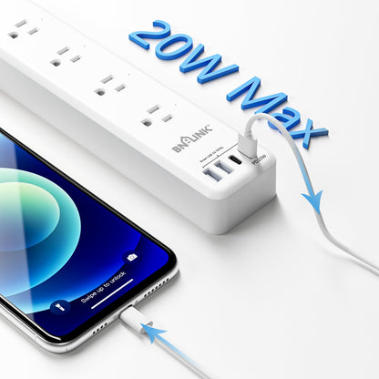 BN LINK Smart Plug Power Strip，Surge Protector with 6 Individually Controlled Smart Outlets, 4 USBs (incl. 20W USB-C), Compatible with Alexa and Google Home