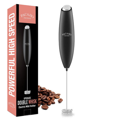 Powerful Milk Frother with Double Whisk, Handheld Electric Foam Maker, Hand Mixer Wand, Portable Mini Blender Foamer Stirrer for Coffee, Latte, Matcha,Hot Chocolate