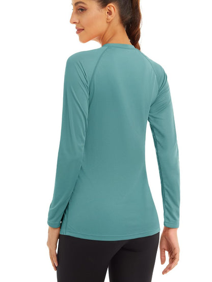MAGCOMSEN Womens Long Sleeve Shirts - Sun Protection & Rashguard Summer Tees for Women - Grey & Green