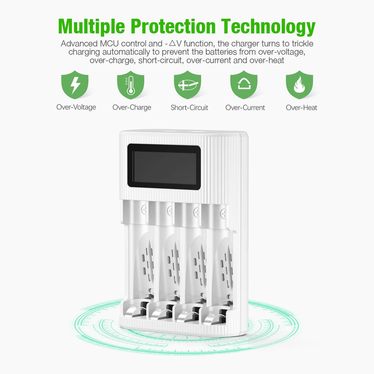 EBL AA AAA Rechargeable Battery 8 Counts with Battery Charger - LCD Smart Charger with 1.2V AA Rechargeable Battery (4pcs) and AAA Batteries (4pcs)