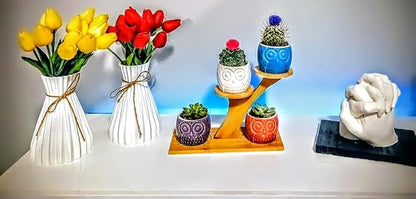 Blisse Wood Owl Planter (White)
